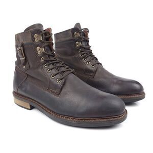 Johnston & Murphy Shearling Rugged Brown Leather Western Gorpcore Boots Men 10.5